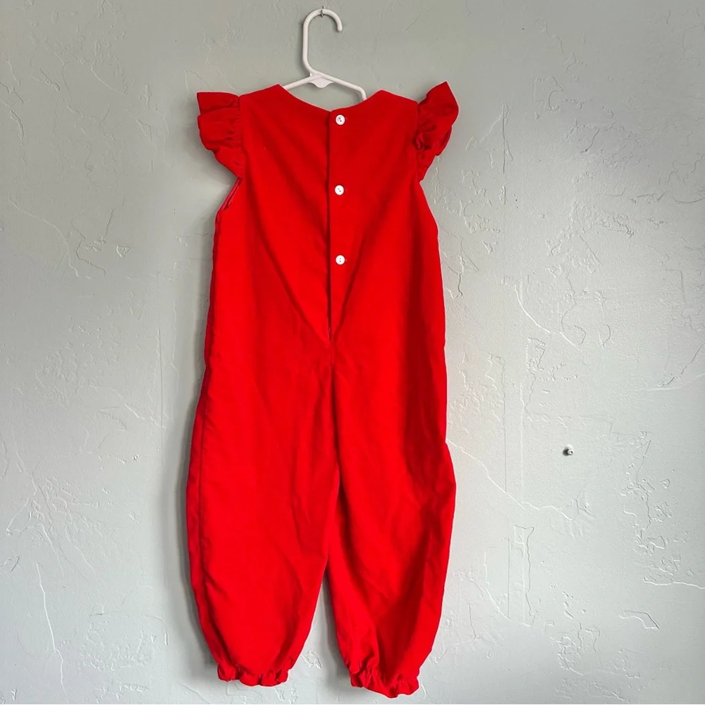 Vintage Tiny Tots‎ Original Red Velvet Jumper Rosette Shirt Holiday Girls Size 4
